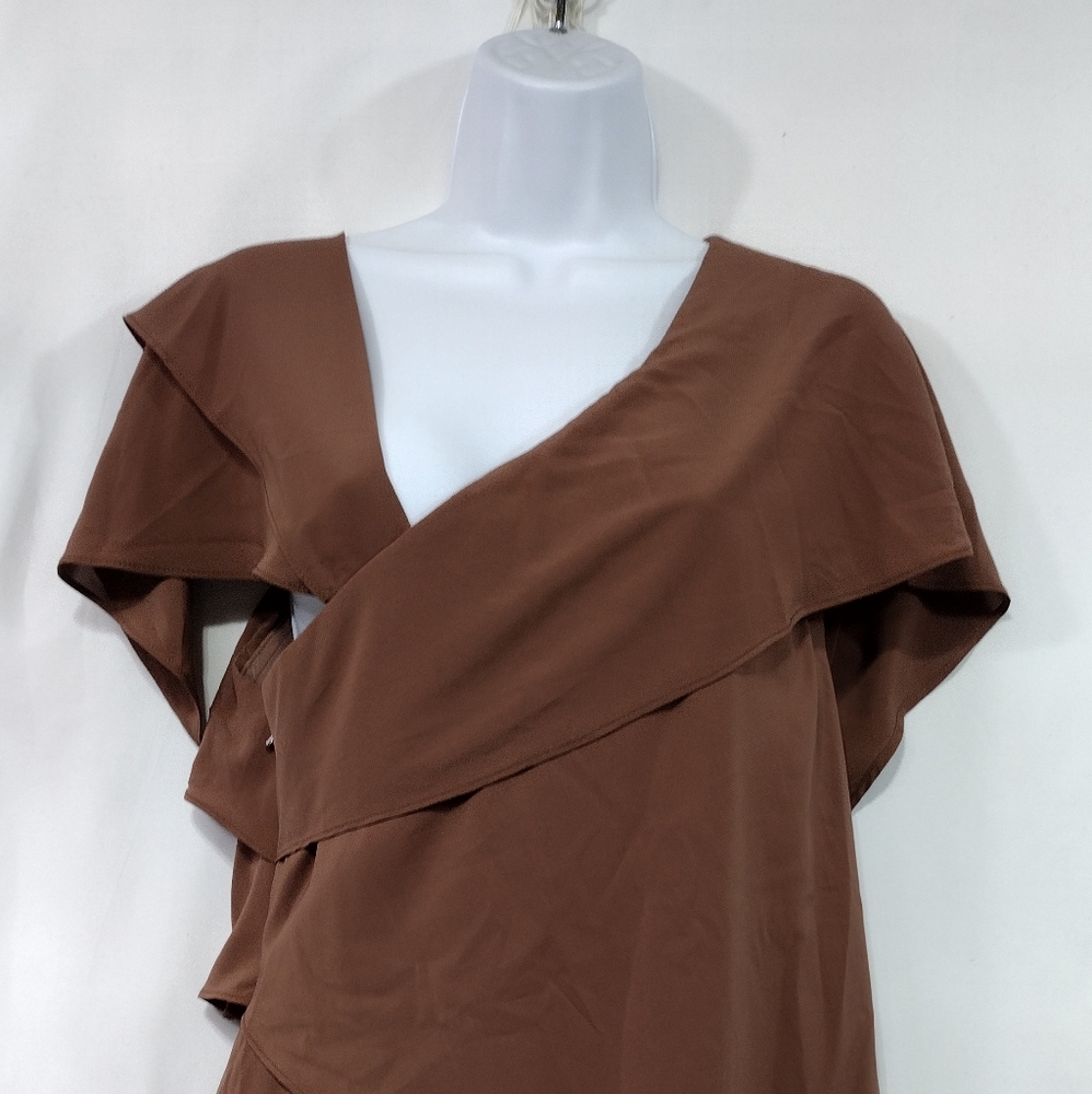 NWT LanTing Bride Wide Leg Wrap Jumpsuit Women's S Brown Retro 90s Y2K Weddings - Picture 2 of 14